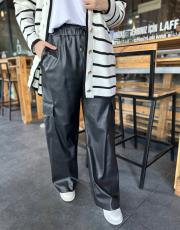 siyah kargo cepli deri pantolon