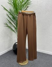 kahve 1631 dikiş detaylı bol pantolon