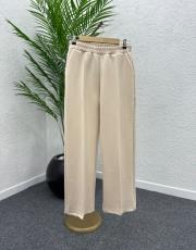 açık krem 1631 dikiş detaylı bol pantolon