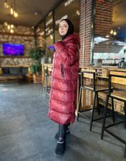 bordo 2043 uzun şişme mont 3