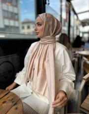 açık vizon g logolu ipek kaşmir 