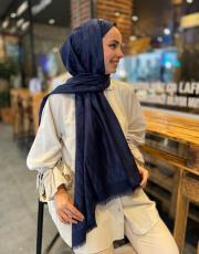 lacivert h logolu ipek kaşmir şal