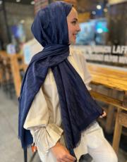 lacivert h logolu ipek kaşmir şal 2