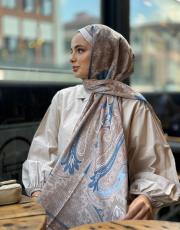 krem-mavi etro desen şal