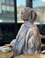 krem-mavi etro desen şal 2