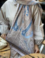 krem-mavi etro desen şal 3