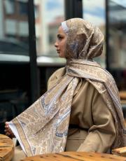 gri-kahve etro desen şal 2