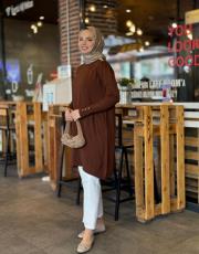 kahve 7034  basic triko tunik 2
