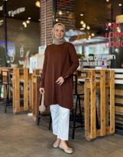 kahve 7034  basic triko tunik 3