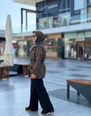 haki deri detaylı trençkot 2