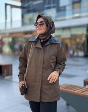 haki deri detaylı trençkot 6