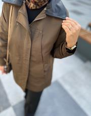 haki deri detaylı trençkot 8