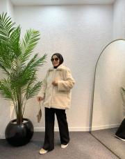 açık krem kürk mont