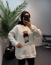 beyaz teddy şardonlu sweatshirt 3
