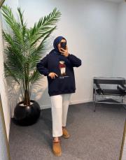 lacivert teddy şardonlu sweatshirt