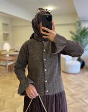 kahve 50659 kısa triko hırka