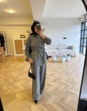 gri çizgili linda takım