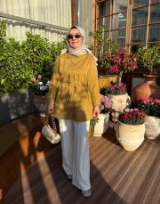 yağ yeşili keten gömlek