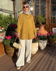 yağ yeşili keten gömlek 2