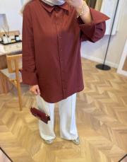 açık bordo keten gömlek 4