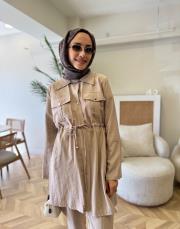 bej 8673 pantolonlu takım 3