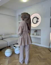 bej 8659 pantolonlu takım 5