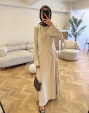 krem 5650 keten elbise 2