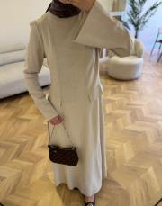 krem 5650 keten elbise 3