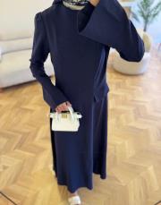 lacivert 5650 keten elbise 5