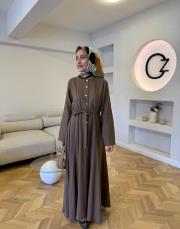 kahve mia keten elbise 2