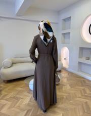 kahve mia keten elbise 3