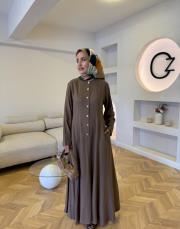 kahve mia keten elbise 4