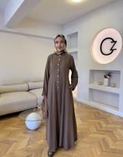 kahve mia keten elbise 5