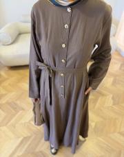 kahve mia keten elbise 6