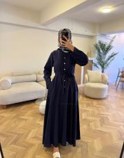 lacivert mia keten elbise 2