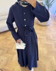 lacivert mia keten elbise 3