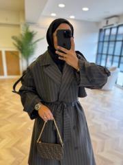 füme çizgili trençkot 2