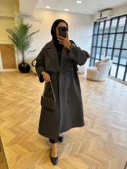 füme çizgili trençkot 3