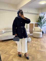 lacivert kemerli ceket