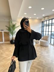 siyah dikiş detaylı yırtmaçlı sweat 4