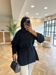 lacivert dikiş detaylı yırtmaçlı sweat 2