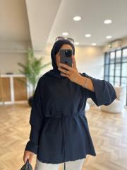 lacivert dikiş detaylı yırtmaçlı sweat 3