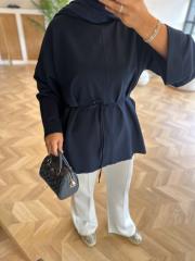 lacivert dikiş detaylı yırtmaçlı sweat 4