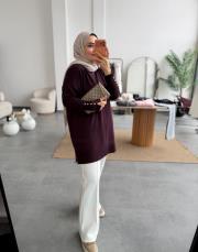 koyu mürdüm 4107 triko tunik