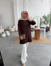 kahve 4107 triko tunik