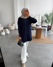 lacivert 4107 triko tunik