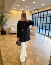 lacivert kapitone mont