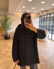 siyah şal kapama detaylı hırka 2