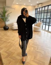 siyah 80258 yumoş triko hırka