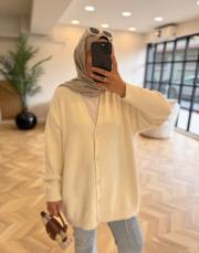 ekru 80258 yumoş triko hırka 2